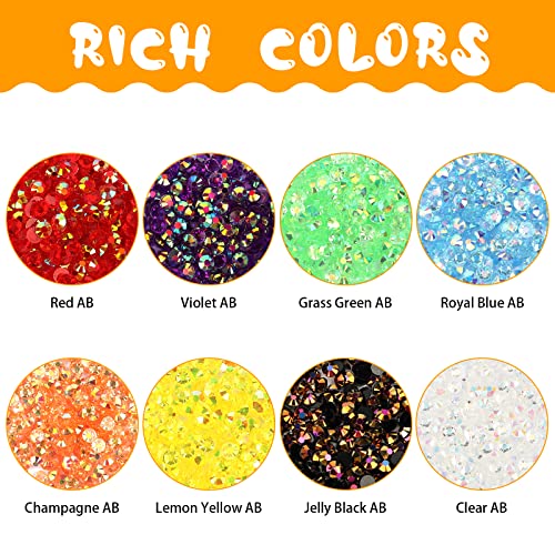 22600Pcs Flatback Bulk Jelly AB Rhinestones Set - 8 Colors Rhinestines for Nails, 3 Sizes(3mm,4mm,5mm) Gems for Crafts Bling Tumblers Glitter Crystal Phone Case Decoration Accessories