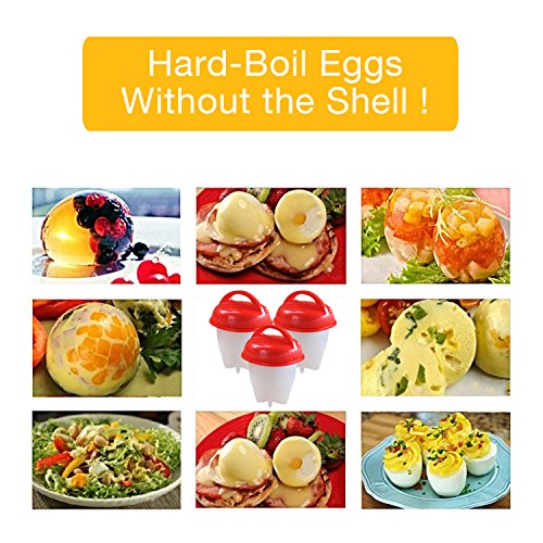 Egg Cooker Hard & Soft Maker AS SEEN ON TV, BPA Free, Non Stick Silicone (Red 6 PCS) - Thumbnail 6