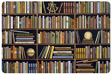 23.6"(L) x 15.7"(W) Stylish Library Book Bookrack Bookcase Machine-washable Doormat Mat