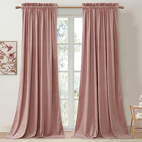 StangH Pink Velvet Curtains for Nursery High Ceilings Privacy Window Curtains Home Decor for Party or Kids Room 52Wx108L inch 2 Panels