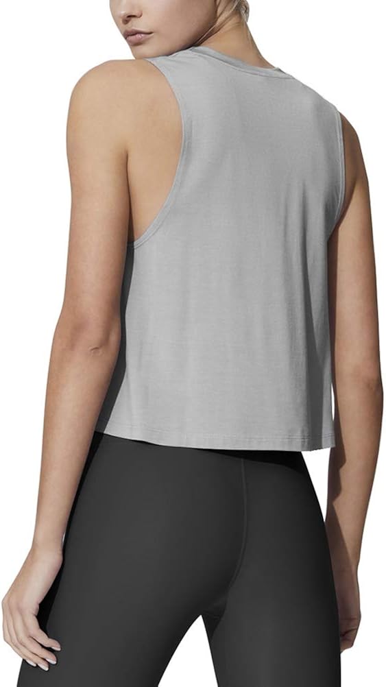 Mippo Women's Crop Tops High Neck Flowy Muscle Tank Sleeveless Workout Shirts at  Women’s Clothing store