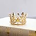 JANOU Mini Crown Cake Topper Crystal Pearl Tiara Children Hair Ornaments for Wedding Birthday Party Cake Decoration (Gold)