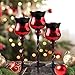 Tulip Hurricane Candle Holders Set of 3, Mercury Red Ombre Crackle Glass Twisted Long Stem for Holiday Centerpiece & Home Decor