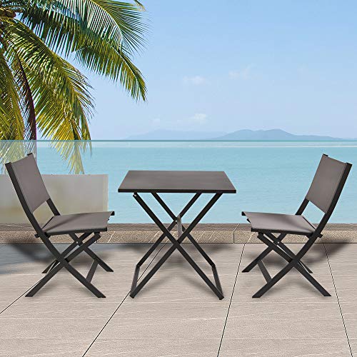 Garden Art Gartenmöbel 3er Set Premium Line, 2 Stück Gartenstühle alu mit 1 Stück Gartentisch klappbar Metall… – Bild 7
