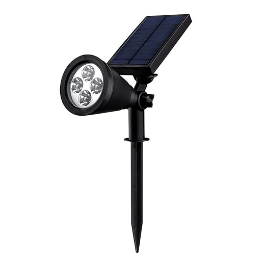 INOVERA (LABEL) Solar LED Focus Lights Waterproof Garden Lawn Outdoor Wall Mounted Spotlight, Black