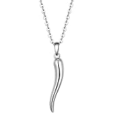 WIOY Italian Horn Necklace 925 Sterling Silver Protection Amulet Jewelry for Men Women
