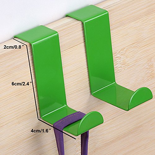 Coralpearl Over The Door Utility Hooks Rack Hanger Kitchen Metal Organizer, Stainless Steel Coat Clothes Storage Set With Cartoon Memo Holder Pack of 4 (Pure Hook)