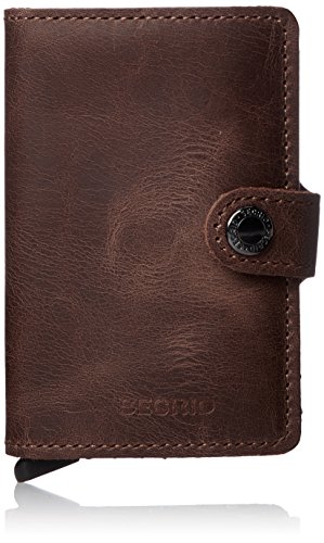 Secrid mini wallet leather vintage brown, Very Slim Credit Card Wallet / with RFID protection, with one click all cards slide out gradually