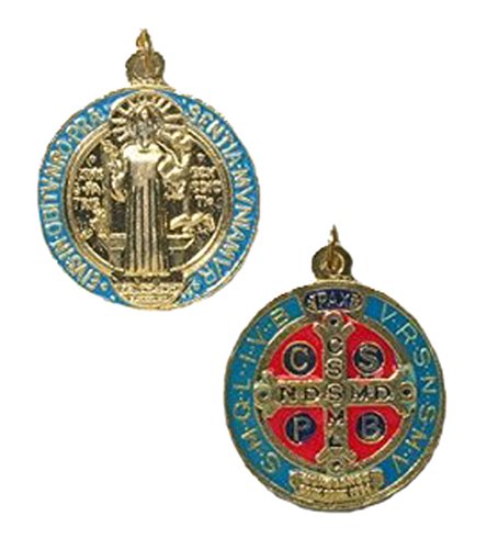 Large gold tone st. benedict medal