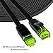 Cat6 Ethernet Cable 15ft Flat, iTLTL Network Cable Slim Internet Patch Lan Wire Pure Copper with Green Snagless RJ45 Connectors - 15 feet Black