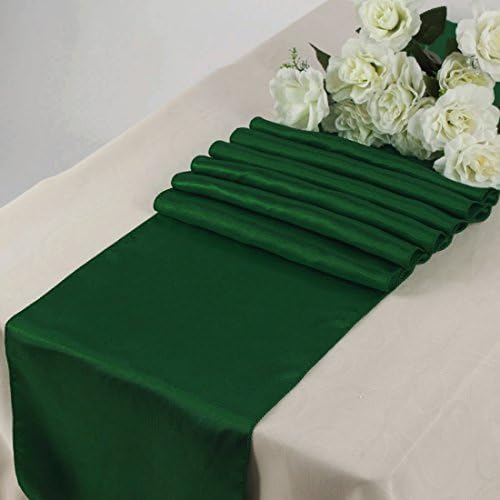 Satin Table Runners 30cm X 275cm Swags for Wedding, Event, Party, Christmas, Decoration - 10pcs | HunterGreen