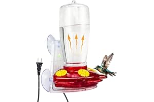Heatable Hummingbird Feeder for Outdoor Hanging,Bird Nectar Feeder for Garden Decor,Ant Moat,Prevents Freezing in Winter (1 P