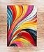 Well Woven Aurora Multi Red Yellow Orange SwirlLines ModernGeometric Abstract Brush Stroke Area Rug(7'10inx9'10in)Easy Clean Stain Fade Resistant Shed Free Contemporary Painting ArtStripe Thick Soft