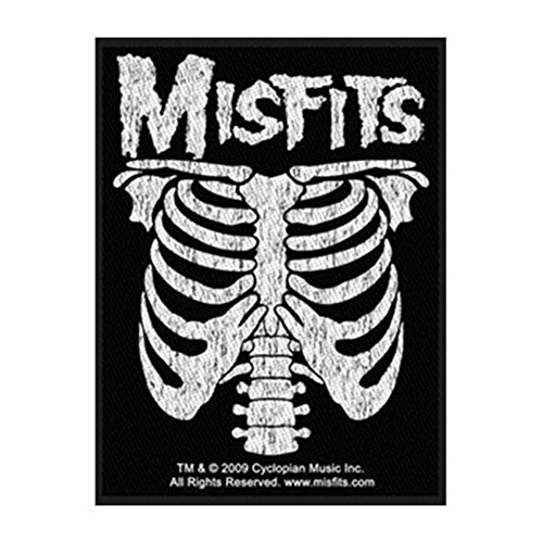 Misfits Ribcage Patch Punk Rock Band Music Skeleton Jacket Woven Sew On Applique