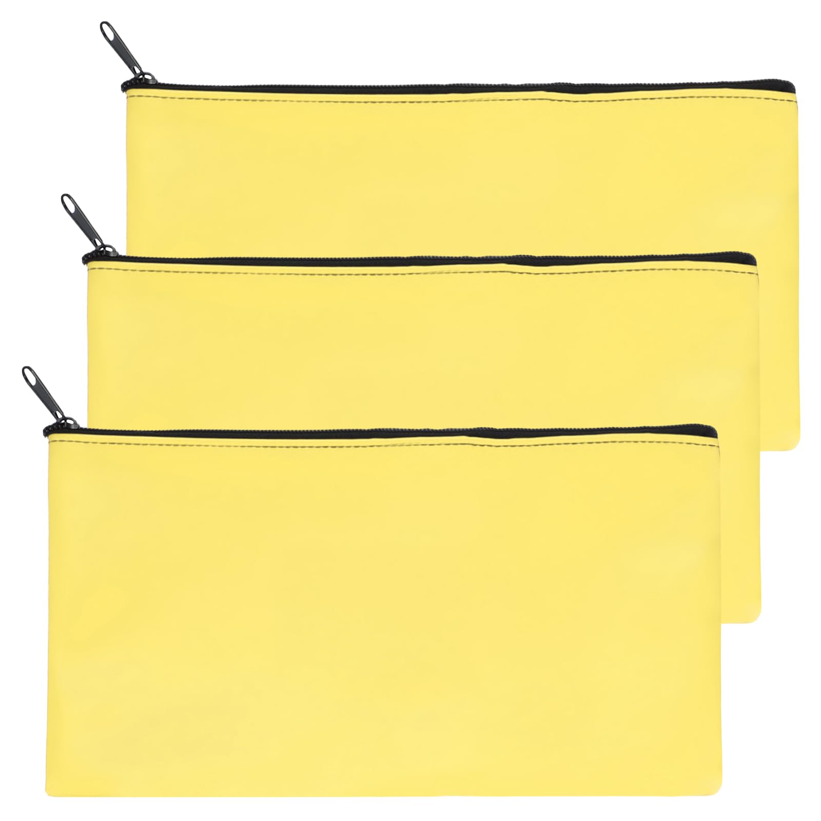 PATIKIL 11"x 6" Bank Deposit Bag, 3Pcs Money Bag Bank Bag Security Money Pouch Receipt Holder for Tickets Coin Makeup Cosmetics Bills, Bright Yellow