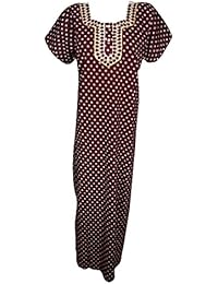 Women's Maxi Dress Nightgown Neck Embroidered Cotton Nightdresses L
