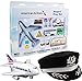 Daron American Airlines Deluxe Gift Set with Airport Playset, Pilot's Hat & Pullback Plane - 3 Pack