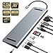 Updated Version USB C Hub, YEMO 12 in 1 Type C Hub Dongle to Ethernet, 4K HDMI & Mini DP, VGA,4 USB3.0/75W PD/SD&TF Card Reader/Mic&Audio for Mac Book&Type C Laptops