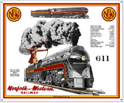 Railroad 611 / Class J TIN SIGN c