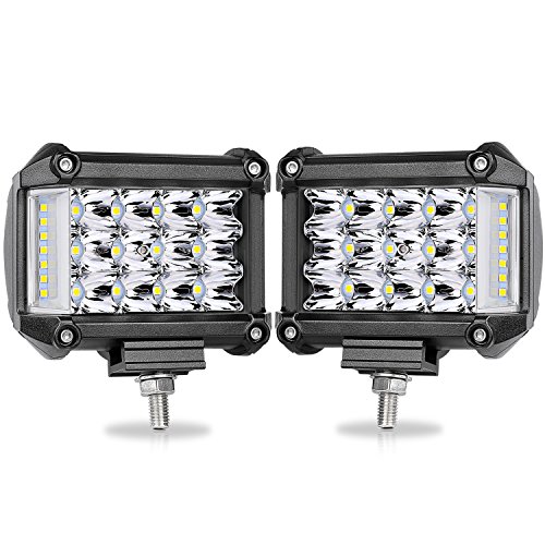 Side Shooter LED Pods, OFFROADTOWN 2pcs 4" 76W LED Work Light Bar Spot Flood Combo Driving Fog Lamp for off-road Truck Car ATV SUV Jeep Boat