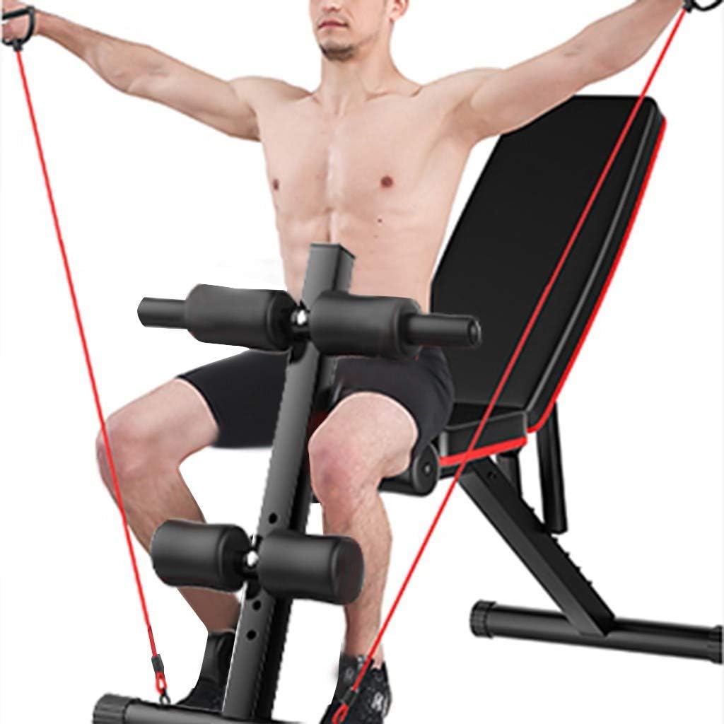 US Fast Shipment Home Gym Adjustable Weight Bench Foldable Workout Bench Adjustable Sit Up AB Incline Abs Bench Flat Fly Press Fitness Rope,Weight Press Fitness (Set A)