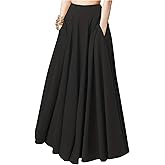 SHENHE Women's Flowy Maxi Skirt High Waisted A Line Casual Long Skirt with Pockets