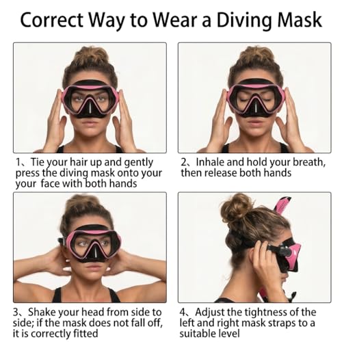 Snorkeling Gear for Adults, JRing Snorkel Mask Set with 180 Degree Tempered Glass Anti Fog Goggles Scuba Dry Top Snorkel for Swimming, Scuba Diving Mask for Men Women
