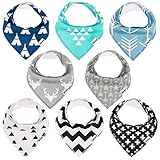 Baby Bandana Drool Bibs for Drooling and Teething, Unisex 8 Pack Gift Set, 100% Organic Cotton Hypoallergenic, Super Absorbent - for Boys and Girls by MiChef
