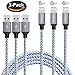 iPhone Charger, TAKAGI 3PACK 6Feet Extra Long Nylon Braided Lightning to USB Cable Charging Cord for iPhone X/ 8 plus/ 8 /7 plus/ 7/ 6 plus/ 6s/5/ 5s/ SE /iPad and iPod(Silver White)