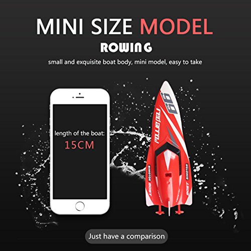 YIFAN Remote Control Boat, Kids Adults Mini High-Speed Series RC Boats for Pool and Lakes Outdoor Use, 5.9"x2"x1.4"(Red)