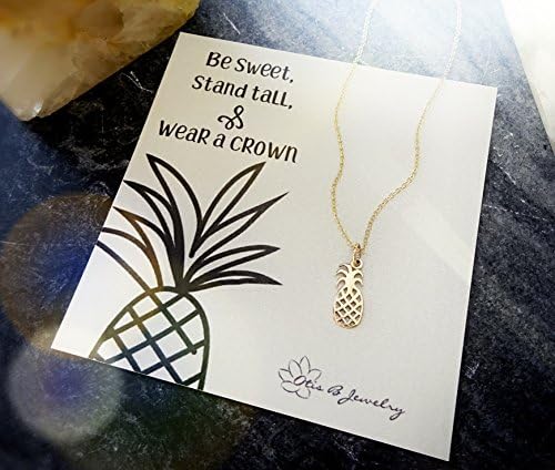 Dainty Pineapple Charm Necklace Simple and Sweet Layering Jewelry Inspirational Message Card Sentimental Gift for her by Otis B