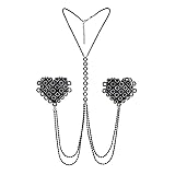 Niaspi Black Heart Nipple Pasties Body Chain for
