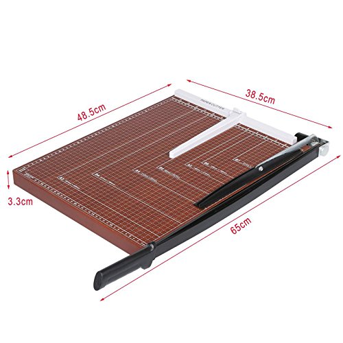 Professional Office Home Guillotine A2 A3 Paper Cutter Black Steel Durable Accurate Desk Tops Paper Cutter Trimmer Scrap Machine (Red, 18.9 x 15.0 x 1.3inch)
