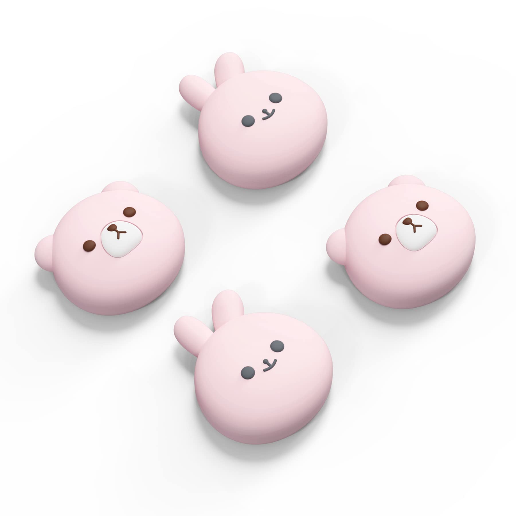 PlayVital Joystick Caps for Nintendo Switch, Thumbstick Caps for Switch Lite, Analog Cover Joycon Thumb Grip Caps for Switch & Switch Lite & Switch OLED - Chubby Bear & Smiley Bunny Pink