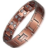 Rainso Mens Copper Double Row Magnetic Therapy Bracelets for Arthritis Wristband Adjustable