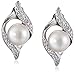 Amazon Collection Sterling Silver Freshwater Cultured Pearl and Diamond Accent Drop Earrings