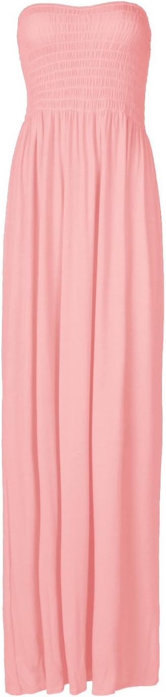 Ditzy Fashion Women's Plain Sheering Boob Tube Maxi Dress