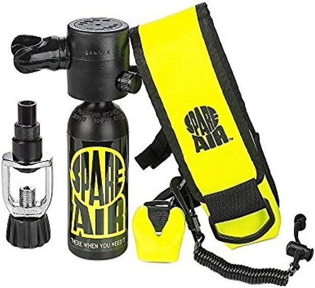 Spare Air Submersible System 3.0CF Package for Scuba Divers with Dial Pressure Gauge, Fill Adapter, Holster, Leash, and Free DiveCatalog Quick Release Coil Lanyard