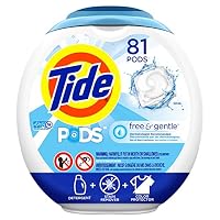 Tide Free and Gentle Laundry Detergent Pods, 81 Count, Unscented and Hypoallergenic for Sensitive Skin