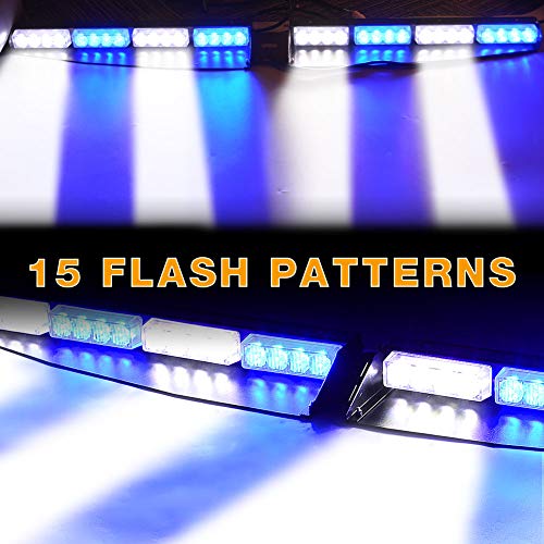 Blue White Visor Emergency Lights, YITAMOTOR 216LED 96W 15 Flash