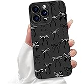 Lovmooful Compatible for iPhone 15 Pro Max Case Cute Aesthetic Ribbon Bowknot with Black Design for Girls Women Soft TPU Shockproof Protective Girly for iPhone 15 Pro Max Case-Many Bows
