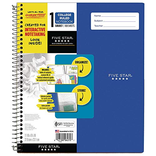 Five Star Interactive Notetaking, 1 Subject, College Ruled Spiral
