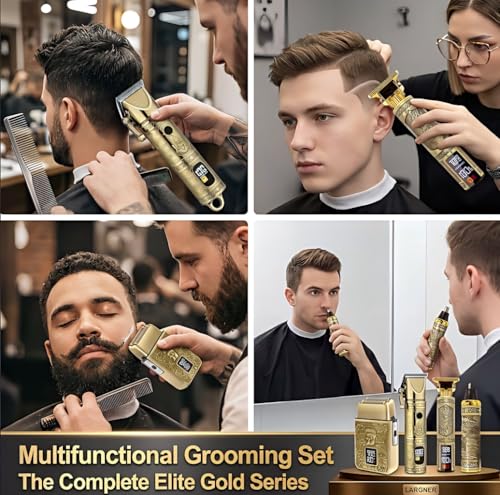 Hair Clippers for Men Professional, T-Blade Trimmer, Nose Hair Trimmer, Electric Foil Shaver Barber Clippers Metal Hair Clippers Cutting Grooming Kit with Long Battery Life for Family Barber Use