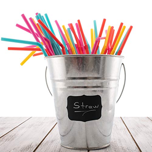 FujiFun 12pc Galvanized Metal Buckets Handle 5in x 5in 16pc Chalkboard