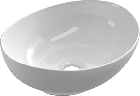 STARBATH PLUS Lavabo De Cerámica sobre Encimera Forma Ovalo Blanco Brillo 41 x 33 x 15 cm SBAR 