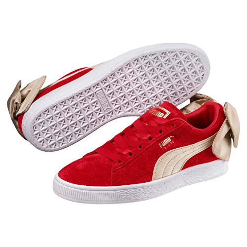PUMA Women's Suede Bow Varsity Sneaker, Ribbon red-Metallic Gold, 11 M US