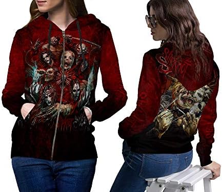 2season5 Slipknot Women Zip up All Over Print Hoodie Sweatshirts
