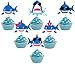 24 Pieces Blue Baby Shark Cupcake Toppers Shark Theme Party Family Supplies for Baby Shower Birthday Party Decorations