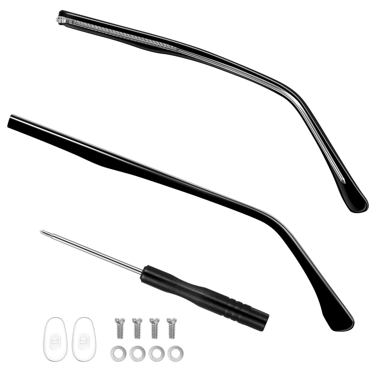 Gogogmee Universal Metal Eyeglasses Replacement Temples - 1 Pair of Black Glasses Arms for Comfortable Wear and Stylish Look