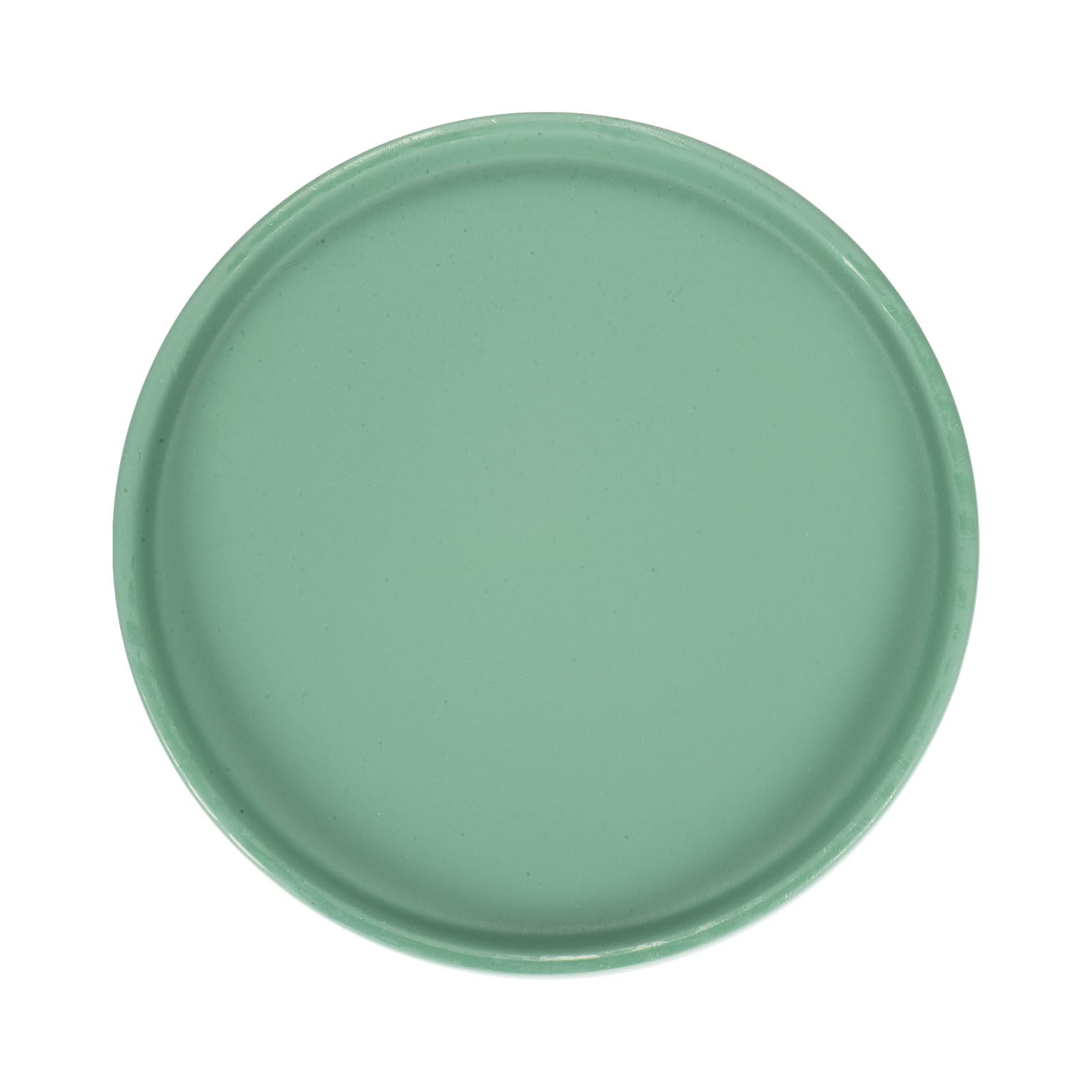 M METERXITY Ceramic Plant Saucer, 6.3 Inch 16cm Plant Water Catcher Tray, Plant Pot Saucers for Indoor/Outdoor Plants/Flower Drainage Drip Water Tray [Round Black Green]